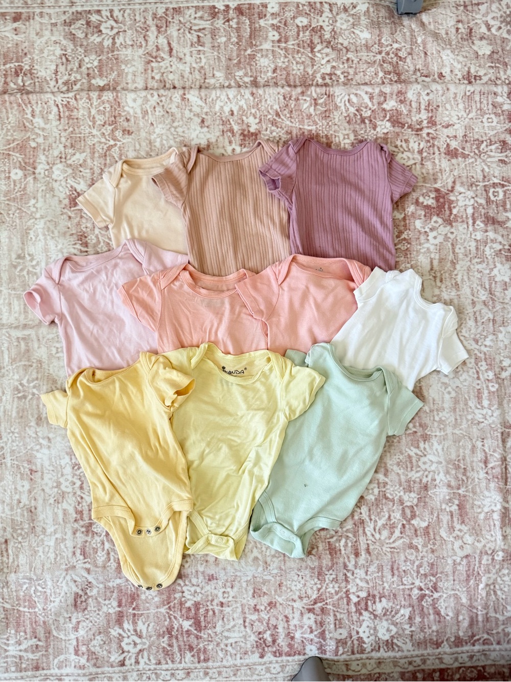 Assorted Pastel Short-Sleeve Baby One-Pieces